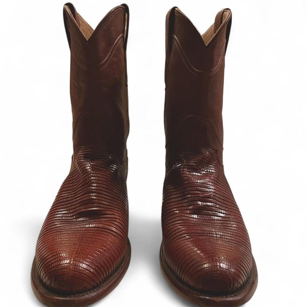 Tecovas Genuine Lizard Cowboy Boots Brown 9.5D